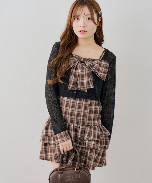 Gallardagalante チュニックコーデ レース キャミチュニック 黒 ガ