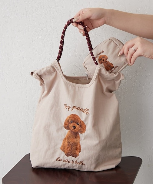 アニマル刺繍コードトート