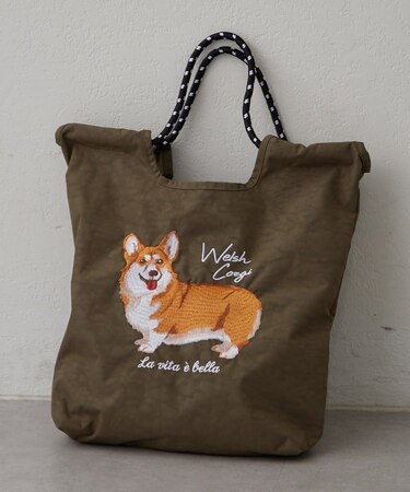 アニマル刺繍コードトート