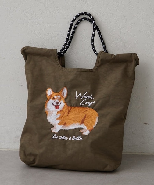 アニマル刺繍コードトート