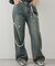 【continuer】【サイズ展開あり】リボンビジューチャーム付きワイドパンツ