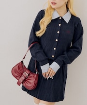 【continuer】ケーブルカーディガン&ミニスカートセットアップ
