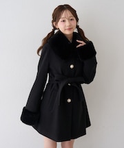 【continuer】フェイクファー付2wayミドルコート