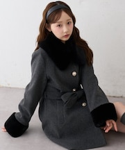 【continuer】フェイクファー付2wayミドルコート