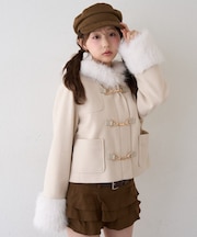 【continuer】フェイクファー付ショートダッフルコート
