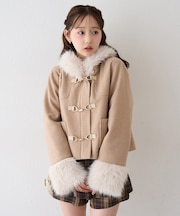 【continuer】フェイクファー付ショートダッフルコート