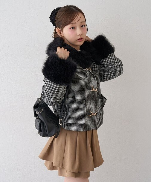 【continuer】フェイクファー付ショートダッフルコート