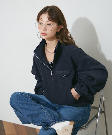 フリースハーフZIPプルオーバー