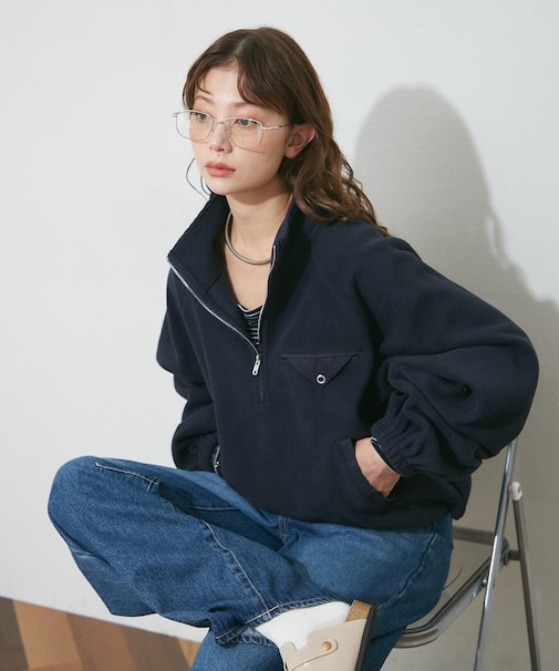 フリースハーフZIPプルオーバー