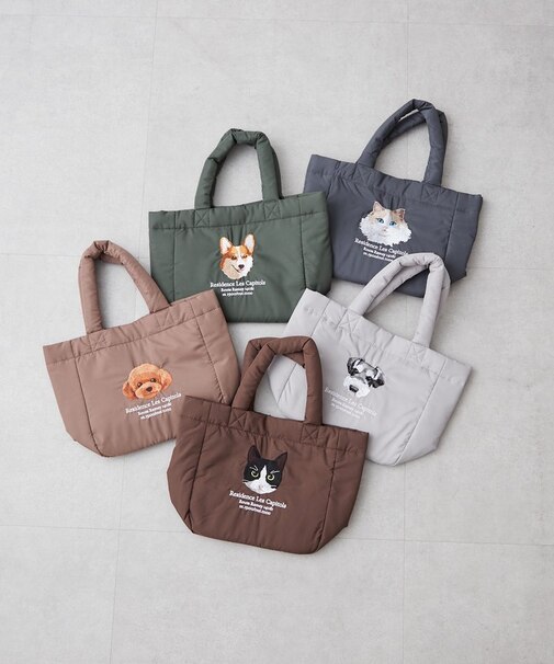 アニマル刺繍パフトート
