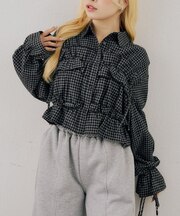 【ANOTHER BRANCH】リボンシャーリングチェックシャツ