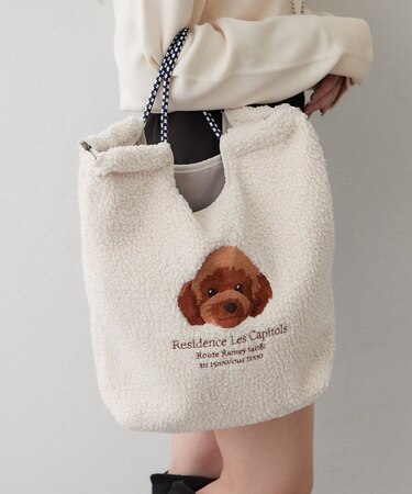 ボア刺繍コードトート