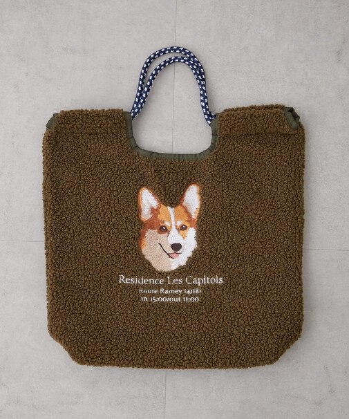 ボア刺繍コードトート