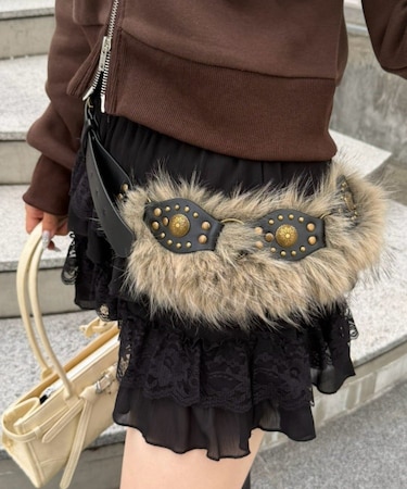 【continuer】フェイクファーコンビベルト
