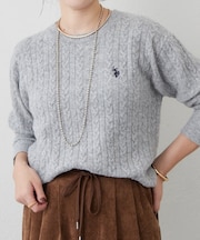 【US. POLO ASSN.】ワンポイントロゴケーブルプルオーバー