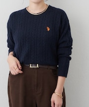 【US. POLO ASSN.】ワンポイントロゴケーブルプルオーバー