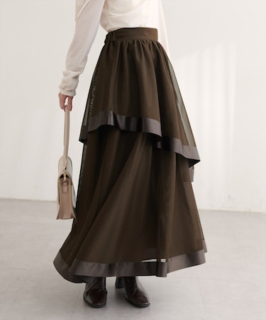 【natural couture】メッシュティアードスカート