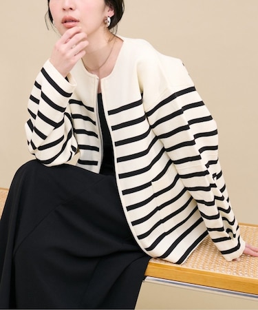 【natural couture】ＷＺＩＰニットジャケット