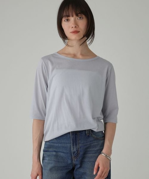 五分袖シアーTシャツ