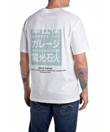 バイカーバックプリントTシャツ　リラックスフィット