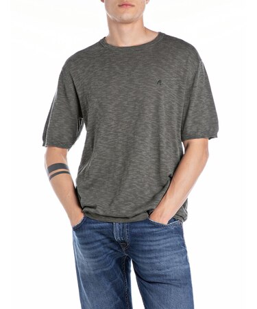 スラブコットン半袖ニット