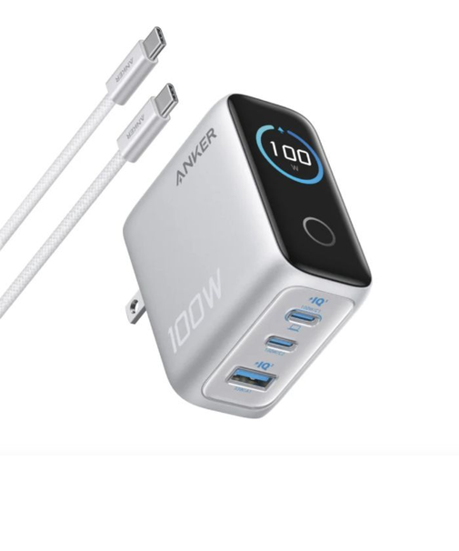 Anker Charger (100W, 3 Ports) with USB-C & USB-Cケーブル