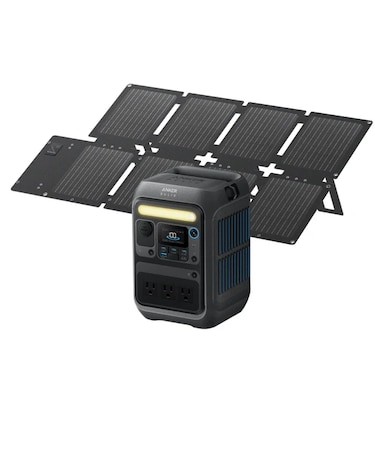 Anker Solix C300 Portable Power Station with Anker Solix PS60 Compact Portable Solar Panel