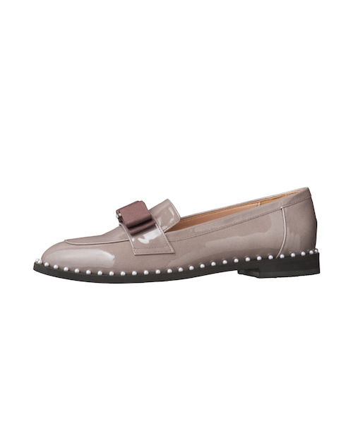 【美品】　ダイアナ　リボン×パールローファー　ブラック　24cm ダイアナ エナメルシューズ リボン パール ローファー ブラック 24cm