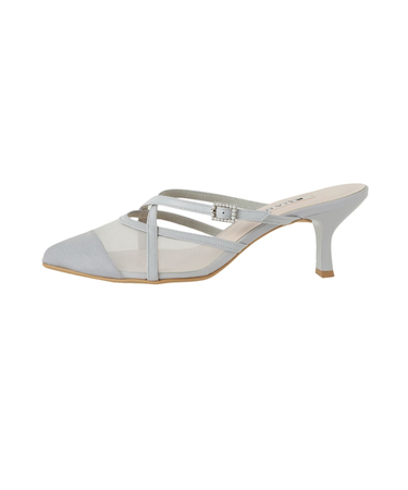 クロスベルトでレディな雰囲気♪シアー素材ミュール