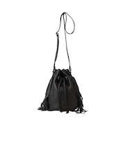 ボヘミアンテイストに♪本革巾着ショルダーバッグ