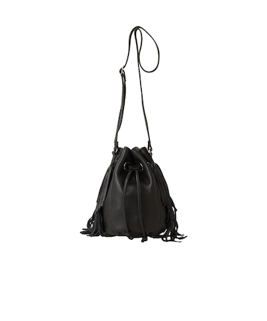 ボヘミアンテイストに♪本革巾着ショルダーバッグ