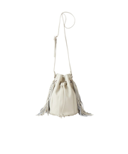 ボヘミアンテイストに♪本革巾着ショルダーバッグ