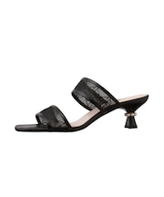 《Pearl Collection》格子柄チュールのミュールサンダル