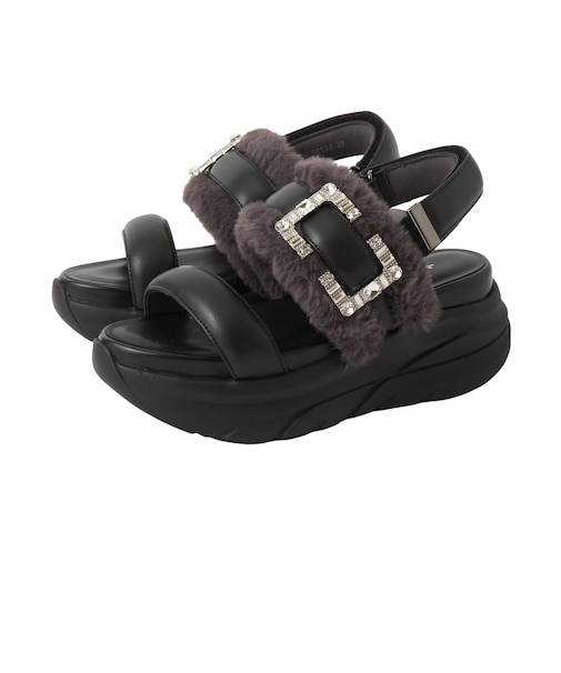 【軽量】厚底エコファーサンダル