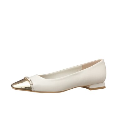 華やかに♪トゥキャップ調ローヒールパンプス