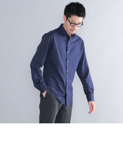 SHIPS:<吸水 速乾>ALBINI ジャージー 無地 イタリアン ワイドカラー シャツ