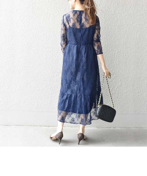 新品SHIPS littleblack レースフレアワンピース　パーティードレス little black:レースフレアワンピース（パーティー用）◇｜シップス