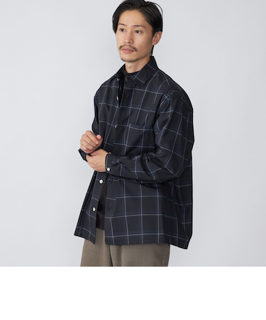 SHIPS:〈ウォッシャブル〉テックウール リラックスフィット レギュラーカラー シャツ 22FW