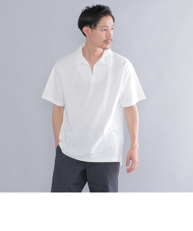 SHIPS:〈抗菌・防臭加工〉 ジャガード ピケ スキッパー ポロシャツ