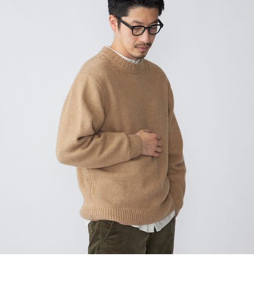 SHIPS: 5GG 2PLY ベビーキャメル クルーネック ニット｜シップス