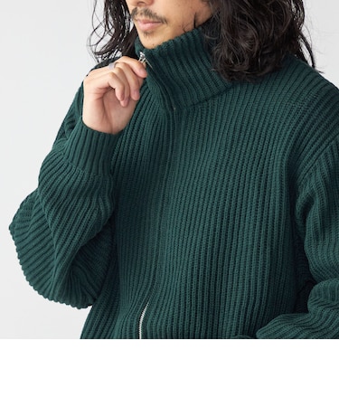 *SHIPS:〈手洗い可能〉リラックスフィット 畔編み ドライバーズ ニット ジップ カーディガン