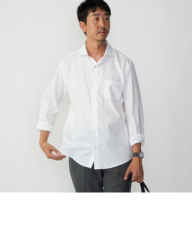 SHIPS:〈接触冷感〉 セミワイドカラー アイスコットン ロングスリーブ シャツ