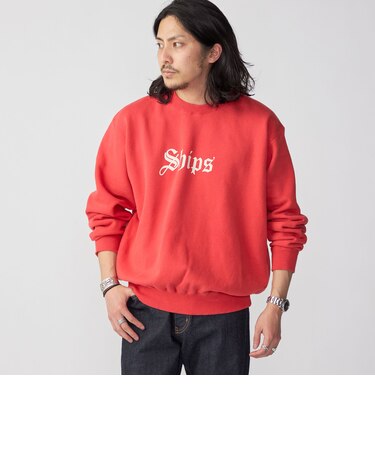 *SHIPS: OLD ENGLISH SHIPS ロゴ プリント クルーネック スウェット