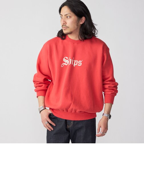 *SHIPS: OLD ENGLISH SHIPS ロゴ プリント クルーネック スウェット