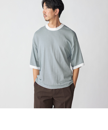 SHIPS: 16ゲージ コットン ボーダー ライト ニットTシャツ