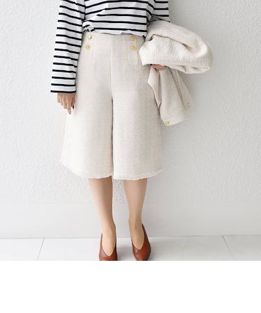 SHIPS any: スラブ ツイード ハーフパンツ［NAVY BLUE］