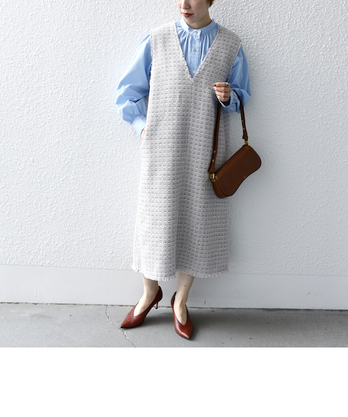 SHIPS any: ツイード Aライン ジャンパースカート｜シップス