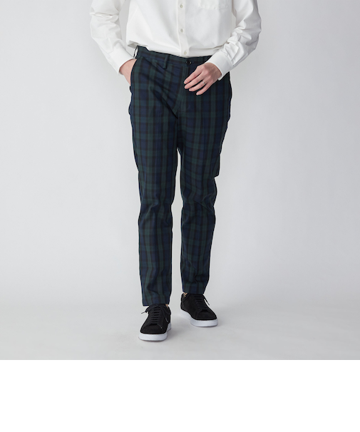 SHIPS: ノープリーツ ツイル ストレッチ チェック パンツ