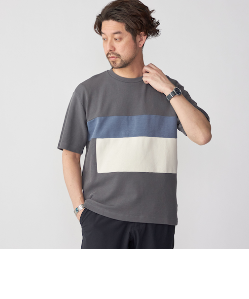 SHIPS: カラー ブロック パネル クルーネック Tシャツ