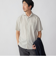 SHIPS: ボイル セミワイドカラー ストライプ ショートスリーブ シャツ